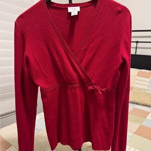 LOFT Women's V-Neck Sweater in Bold Red